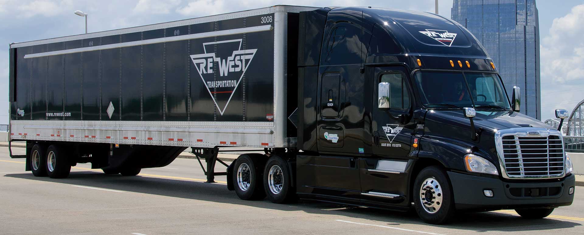 R.E. West Transportation truck